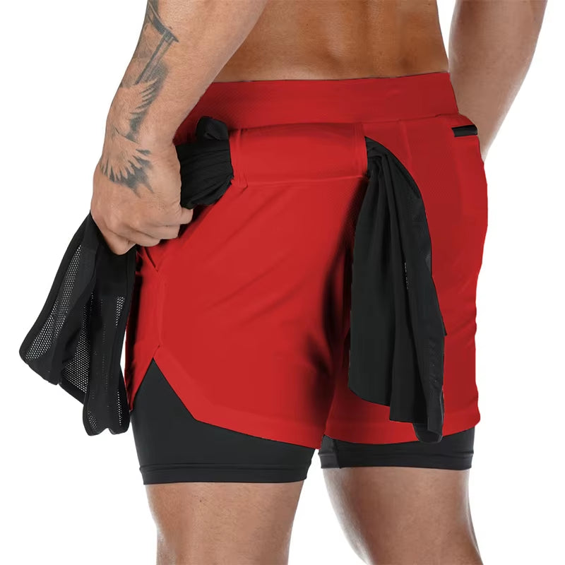 2020 Summer Running Shorts Men 2 in 1 Sports Jogging Fitness Shorts Training Quick Dry Mens Gym Men Shorts Sport Gym Short Pants